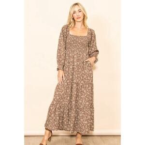 Floral Brown Maxi Dress